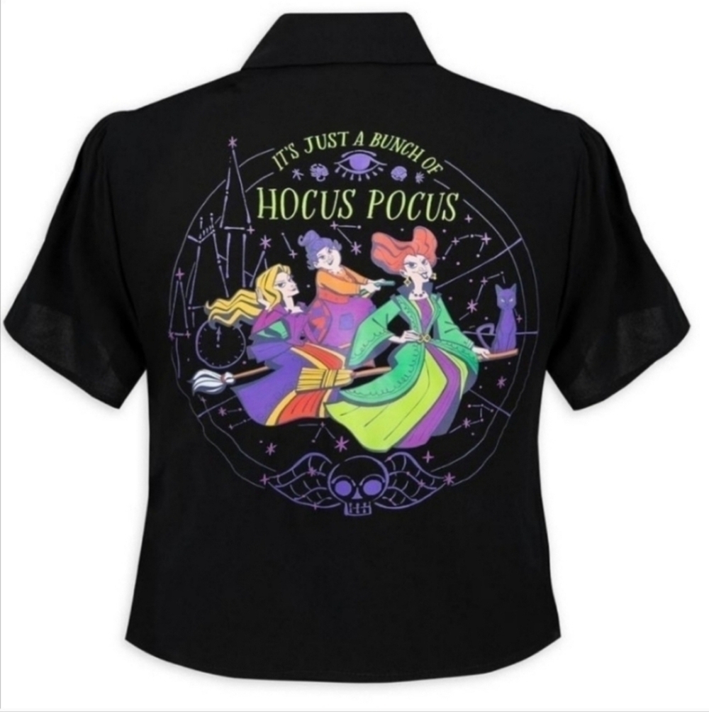 New Disney Hocus Pocus Black Purple Tie-Front Shirt From Her Universe 2XL